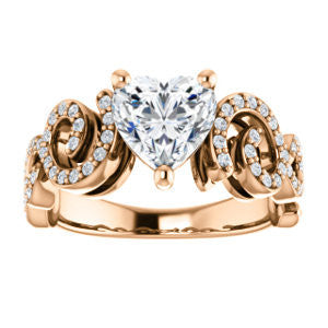 Cubic Zirconia Engagement Ring- The Carla (Customizable Heart Cut Split-Band Curves)