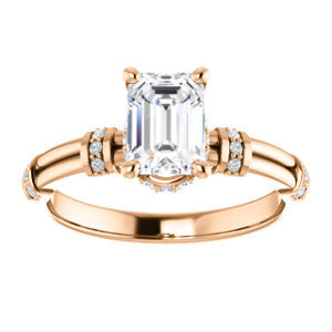 CZ Wedding Set, featuring The Jayla engagement ring (Customizable Radiant Cut Style with Under-Halo & Horizontal Band Accents)