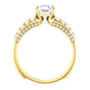 Cubic Zirconia Engagement Ring- The Rachelle (Customizable Asscher Cut with 3-Sided Round Prong Side Stones)