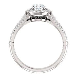 Cubic Zirconia Engagement Ring- The Frannie (Customizable Oval Cut Style with Halo and Tri-Split Pavé Band)