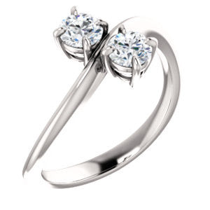 Cubic Zirconia Engagement Ring- The Patti (Customizable Round Cut 2-stone Bypass Style)