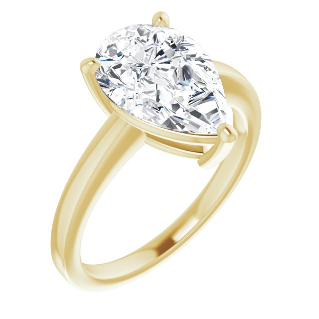 10K Yellow Gold Customizable Bowl-Prongs Pear Cut Solitaire with Thin Band