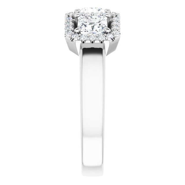 Cubic Zirconia Engagement Ring- The Delores (Customizable Princess/Square Cut Triple Halo 3-stone Design)