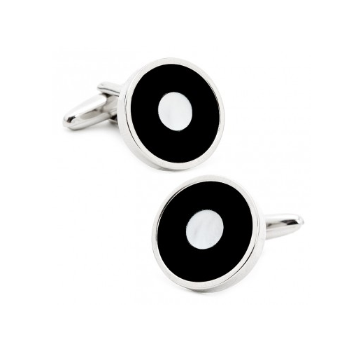 Men’s Cufflinks- Black/White Onyx and Mother of Pearl Bullseyes