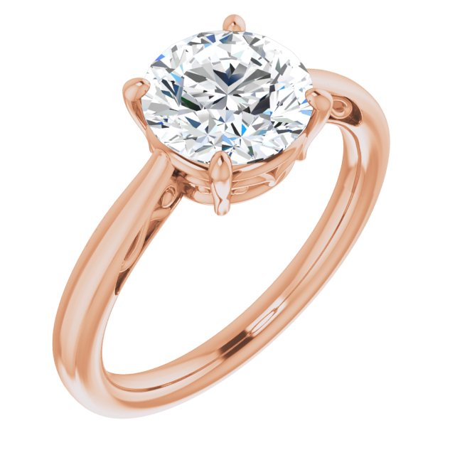 Cubic Zirconia Engagement Ring- The Abbey Ro (Customizable Round Cut Solitaire with 'Incomplete' Decorations)