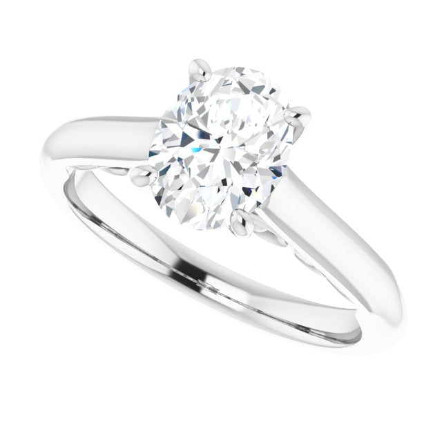 Cubic Zirconia Engagement Ring- The Adelaide (Customizable Oval Cut Cathedral Solitaire with Two-Tone Option Decorative Trellis 'Down Under')