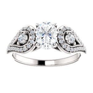 CZ Wedding Set, featuring The Tonya Laverne engagement ring (Customizable Oval Cut Design with Winged Split-Pavé Band)