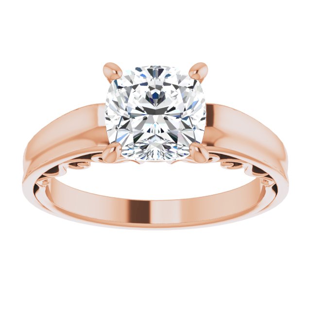 Cubic Zirconia Engagement Ring- The Aliyah Rose (Customizable Cushion Cut Solitaire)
