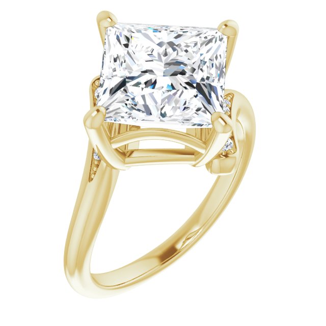 10K Yellow Gold Customizable 11-stone Princess/Square Cut Design with Bypass Channel Accents