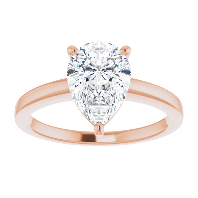 Cubic Zirconia Engagement Ring- The Avril (Customizable Bowl-Prongs Pear Cut Solitaire with Thin Band)