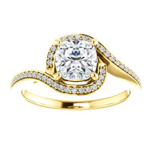 Cubic Zirconia Engagement Ring- The Annalisa (Customizable Cushion Cut Bypass with Twisting Pavé Band)