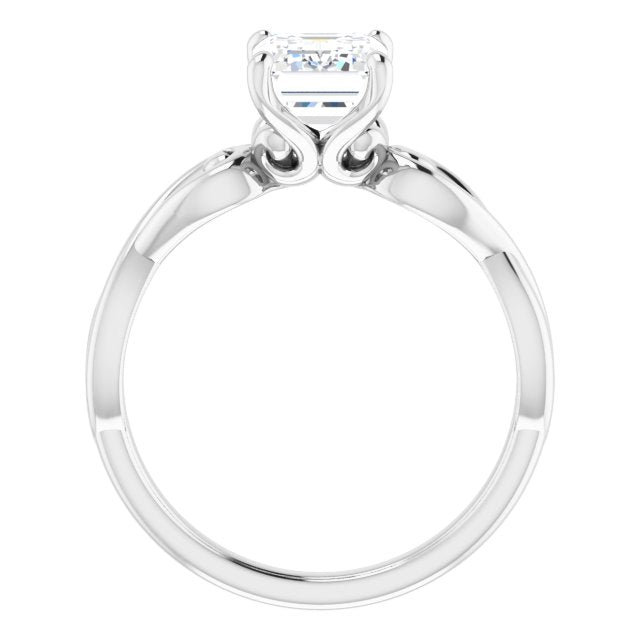 Cubic Zirconia Engagement Ring- The Eleonora (Customizable Emerald Cut Solitaire Design with Tapered Infinity-symbol Split-band)