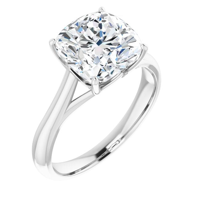 10K White Gold Customizable Cushion Cut Solitaire with Crosshatched Prong Basket