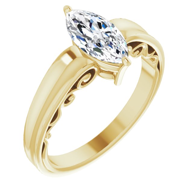 10K Yellow Gold Customizable Marquise Cut Solitaire