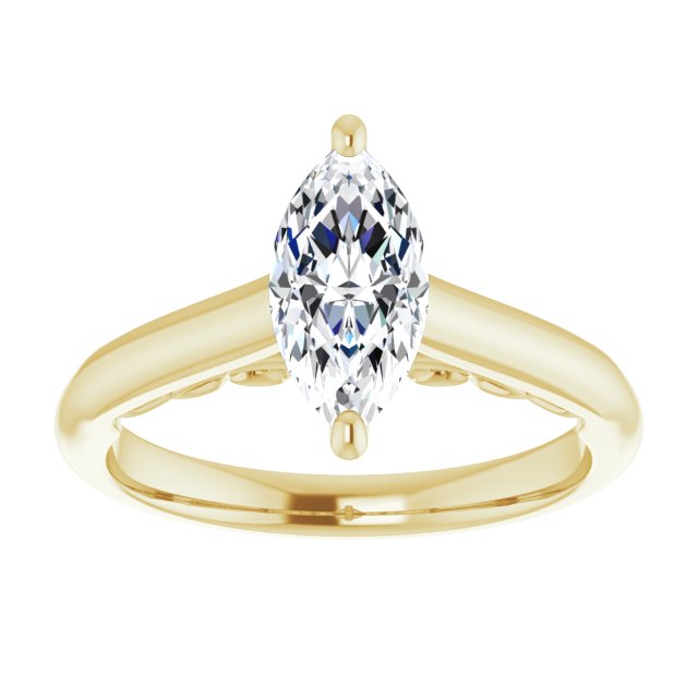 Cubic Zirconia Engagement Ring- The Adelaide (Customizable Marquise Cut Cathedral Solitaire with Two-Tone Option Decorative Trellis 'Down Under')