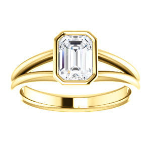 CZ Wedding Set, featuring The Shae engagement ring (Customizable Emerald Cut Split-Band Solitaire)