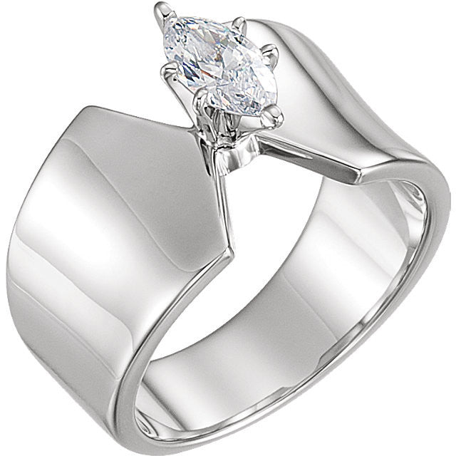 Cubic Zirconia Engagement Ring- The Brandy (Ultra-Wide Band Marquise Solitaire)