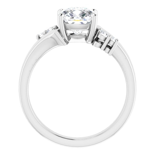 Cubic Zirconia Engagement Ring- The Inez (Customizable 5-stone Cushion Cut Style featuring Artisan Bypass)