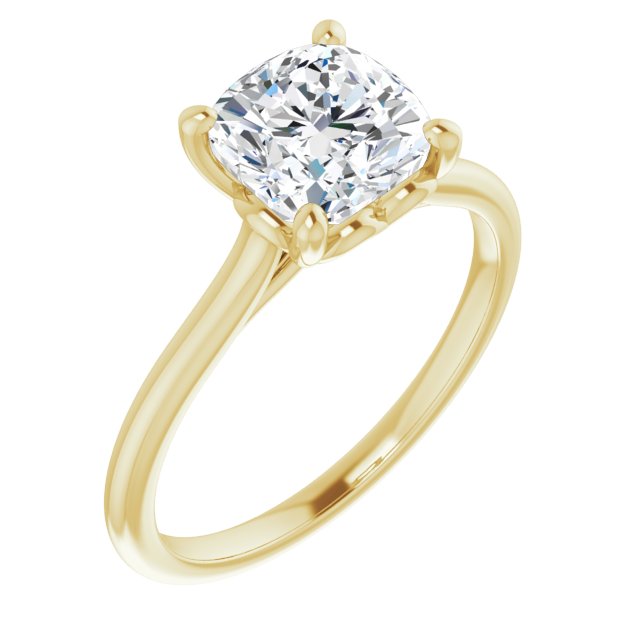 Cubic Zirconia Engagement Ring- The Josepha (Customizable Cathedral-style Cushion Cut Solitaire with Decorative Heart Prong Basket)