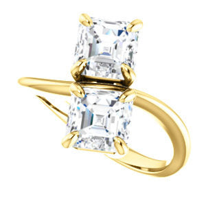 Cubic Zirconia Engagement Ring- The Patti (Customizable Asscher Cut 2-stone Bypass Style)