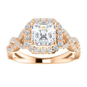 Cubic Zirconia Engagement Ring- The Benita (Customizable Asscher Cut with Infinity Split-band Pavé and Halo)