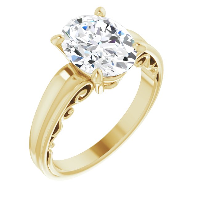 10K Yellow Gold Customizable Oval Cut Solitaire