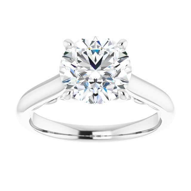 Cubic Zirconia Engagement Ring- The Adelaide (Customizable Round Cut Cathedral Solitaire with Two-Tone Option Decorative Trellis 'Down Under')