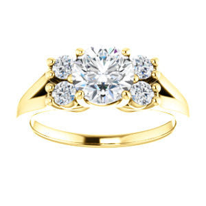 Cubic Zirconia Engagement Ring- The Bianca (Customizable 5-stone Cluster Style with Round Cut Center)