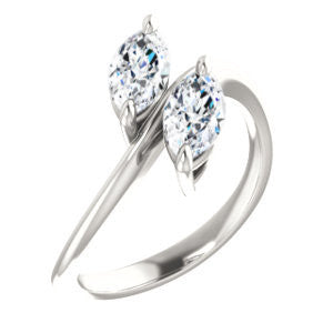 Cubic Zirconia Engagement Ring- The Patti (Customizable Marquise Cut 2-stone Bypass Style)