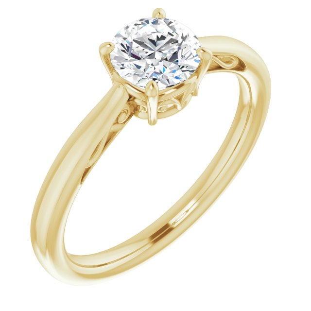 10K Yellow Gold Customizable Round Cut Solitaire with 'Incomplete' Decorations