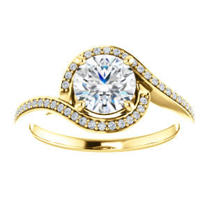 Cubic Zirconia Engagement Ring- The Annalisa (Customizable Round Cut Bypass with Twisting Pavé Band)