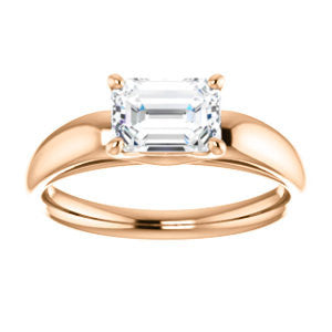 CZ Wedding Set, featuring The Johnnie engagement ring (Customizable Cathedral-set Emerald Cut Solitaire with Decorative Prong Basket)