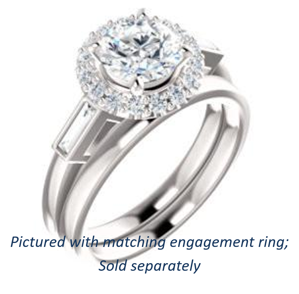 Cubic Zirconia Engagement Ring- The Azariah (Customizable Cathedral Round Cut Design with Halo and Straight Baguettes)