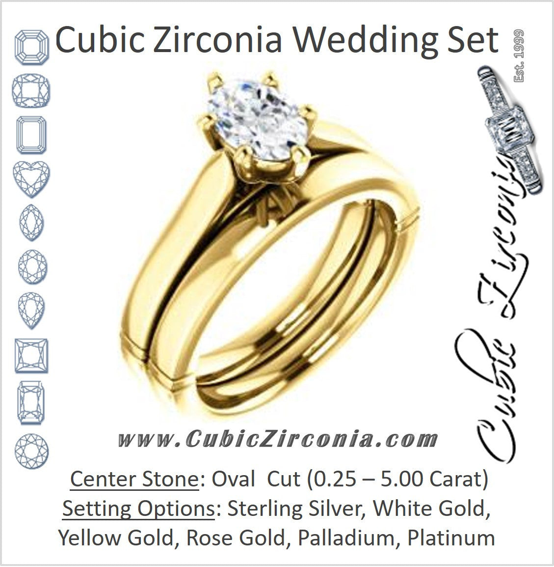 CZ Wedding Set, featuring The Kaela engagement ring (Customizable Oval Cut Solitaire with Stackable Band)