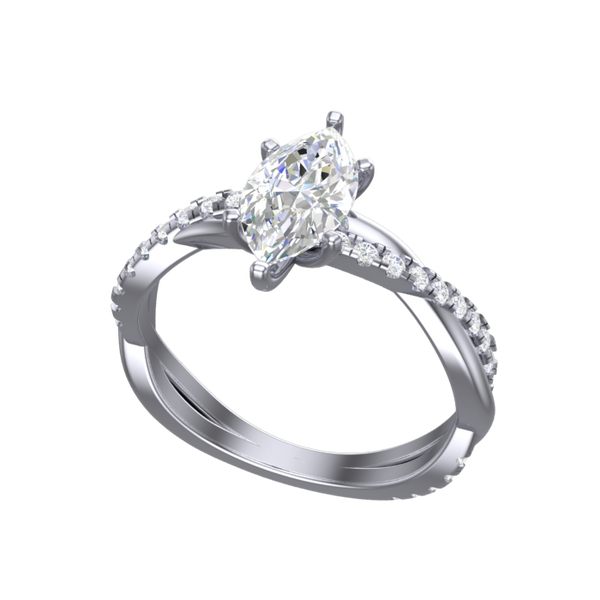 Cubic Zirconia Engagement Ring- The XYZ (Marquise Cut Center and