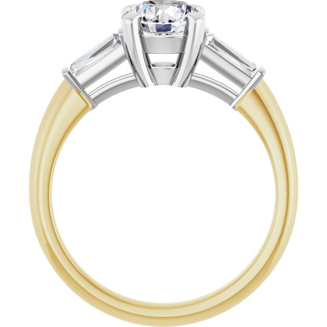 Cubic Zirconia Engagement Ring- The Maeve (Customizable 3-stone with Dual Baguettes)