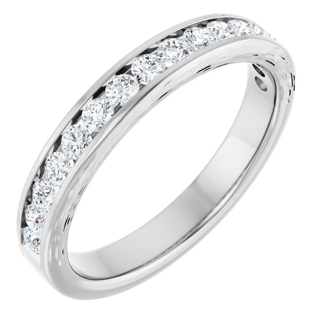 Cubic Zirconia Anniversary Ring Band, Style 122-981 (0.48 TCW Round Channel Stackable)