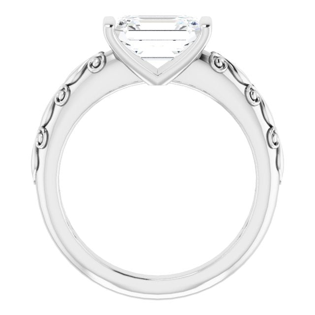Cubic Zirconia Engagement Ring- *Clearance* The Cora (2.50 Carat Bar-set Emerald Cut Setting featuring Organic Band in Sterling Silver)