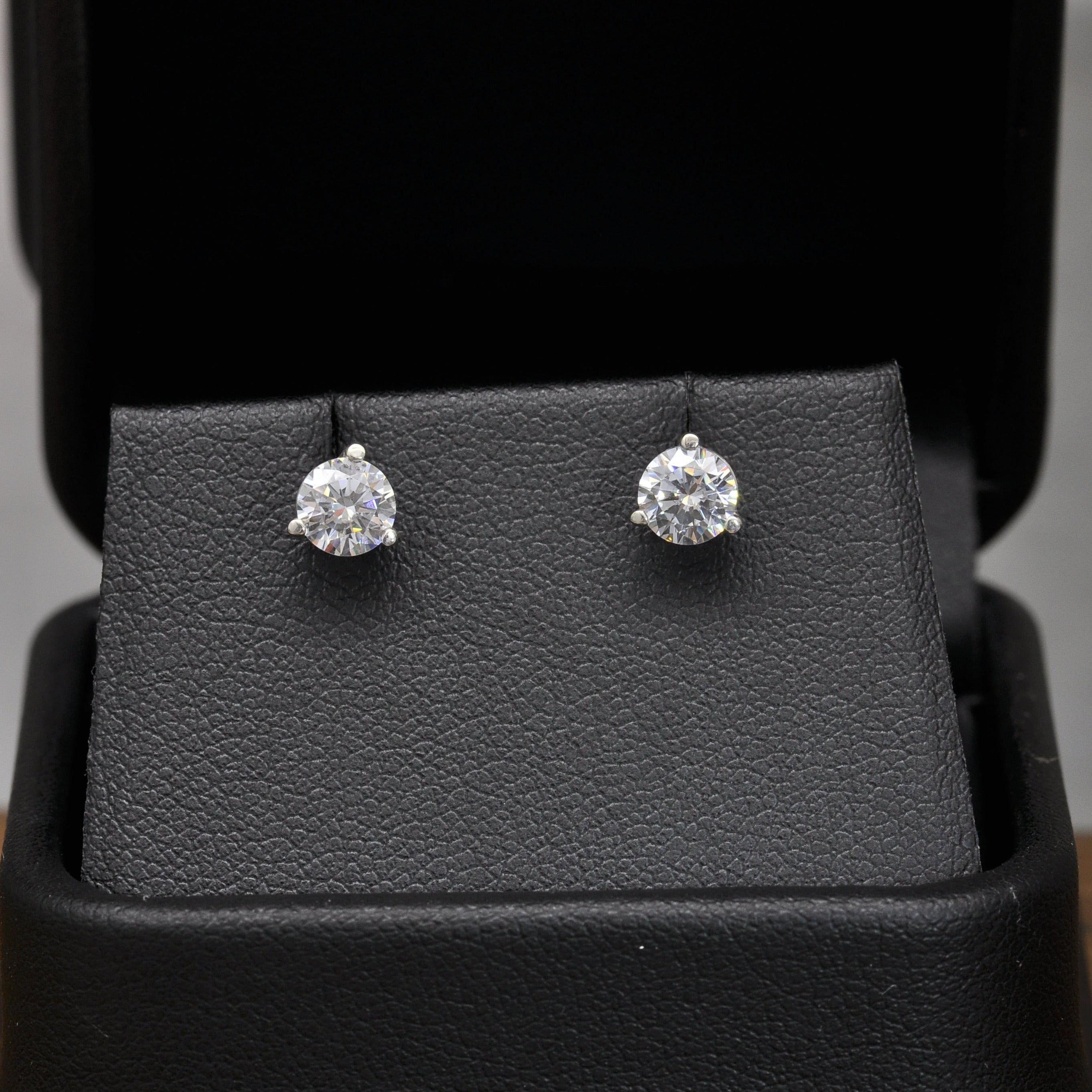 Cubic Zirconia Earrings- *Clearance* 1.0 Carat TGW 3 Prong Round CZ Stud Earring Set in Sterling Silver with Push Back