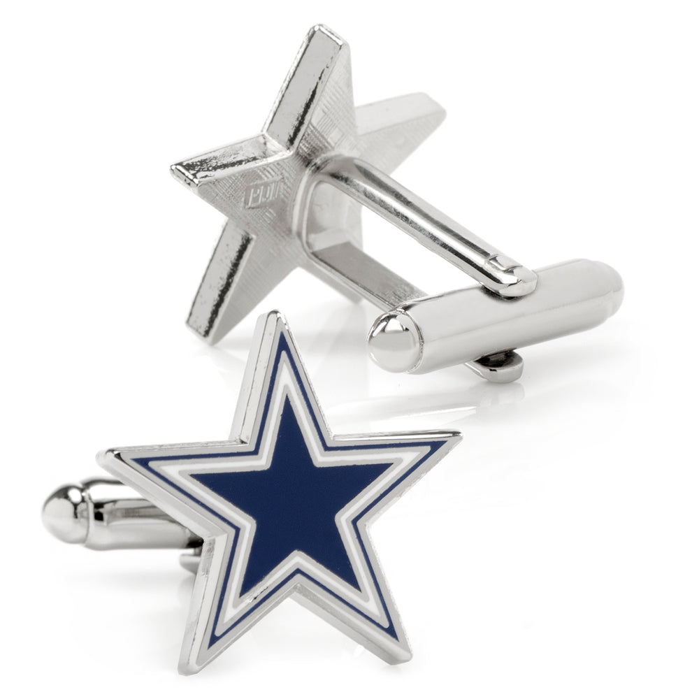 Men’s Cufflinks- Silver Edition Dallas Cowboys with Enamel Accent (Officially Licensed)