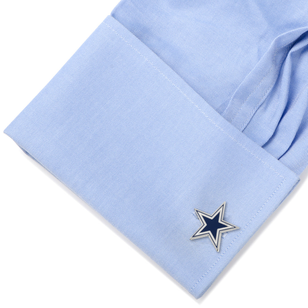 Men’s Cufflinks- Silver Edition Dallas Cowboys with Enamel Accent (Officially Licensed)