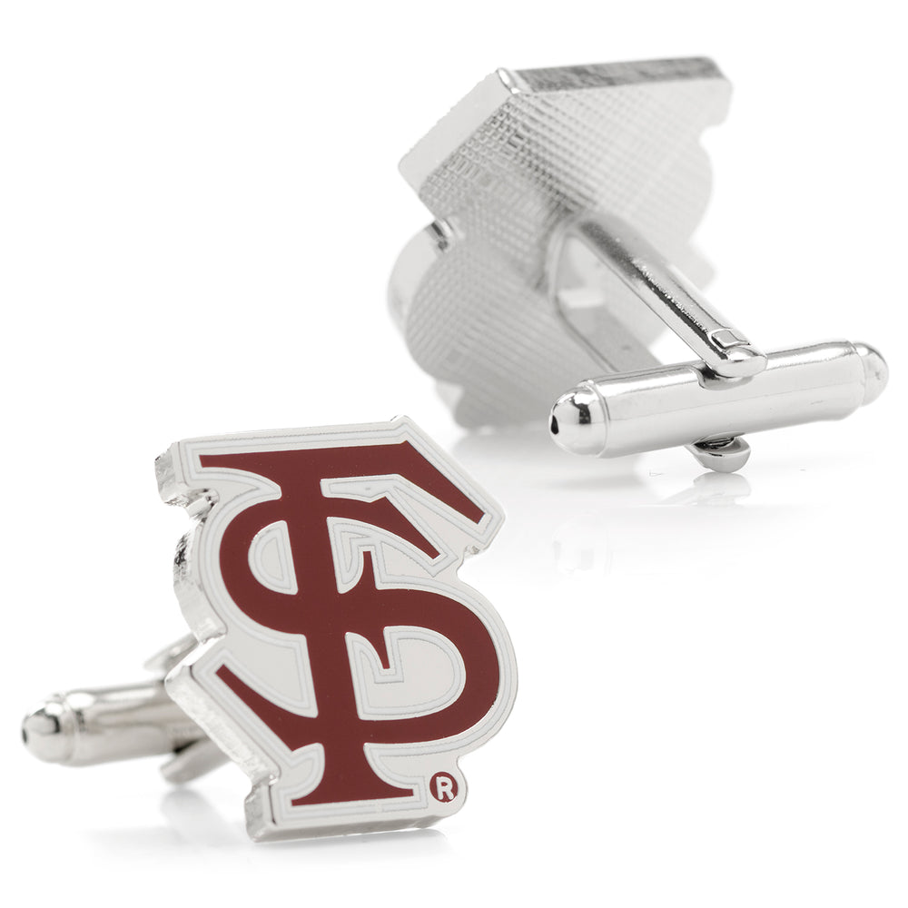 Men’s Cufflinks- Silver Edition Florida State University Seminoles with Enamel Accents (Officially Licensed)