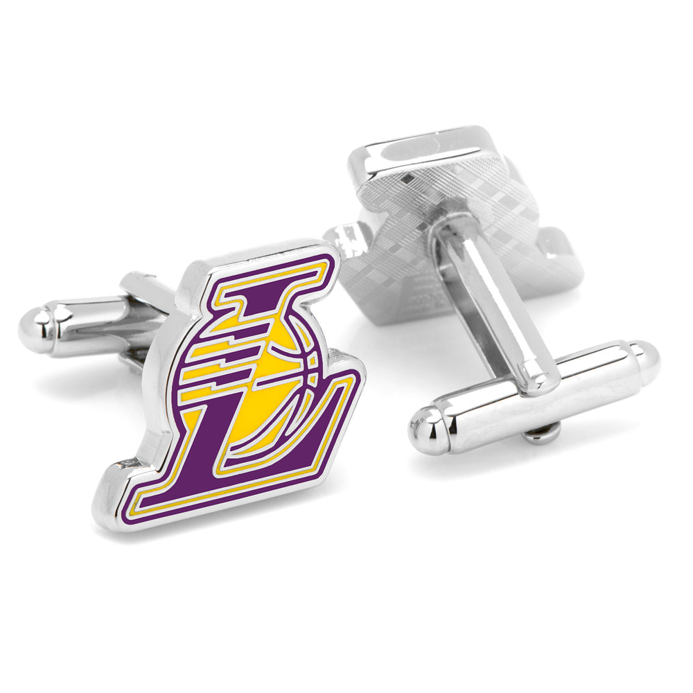 Men’s Cufflinks- Silver Edition LA Lakers with Enamel Accents (Officially Licensed)