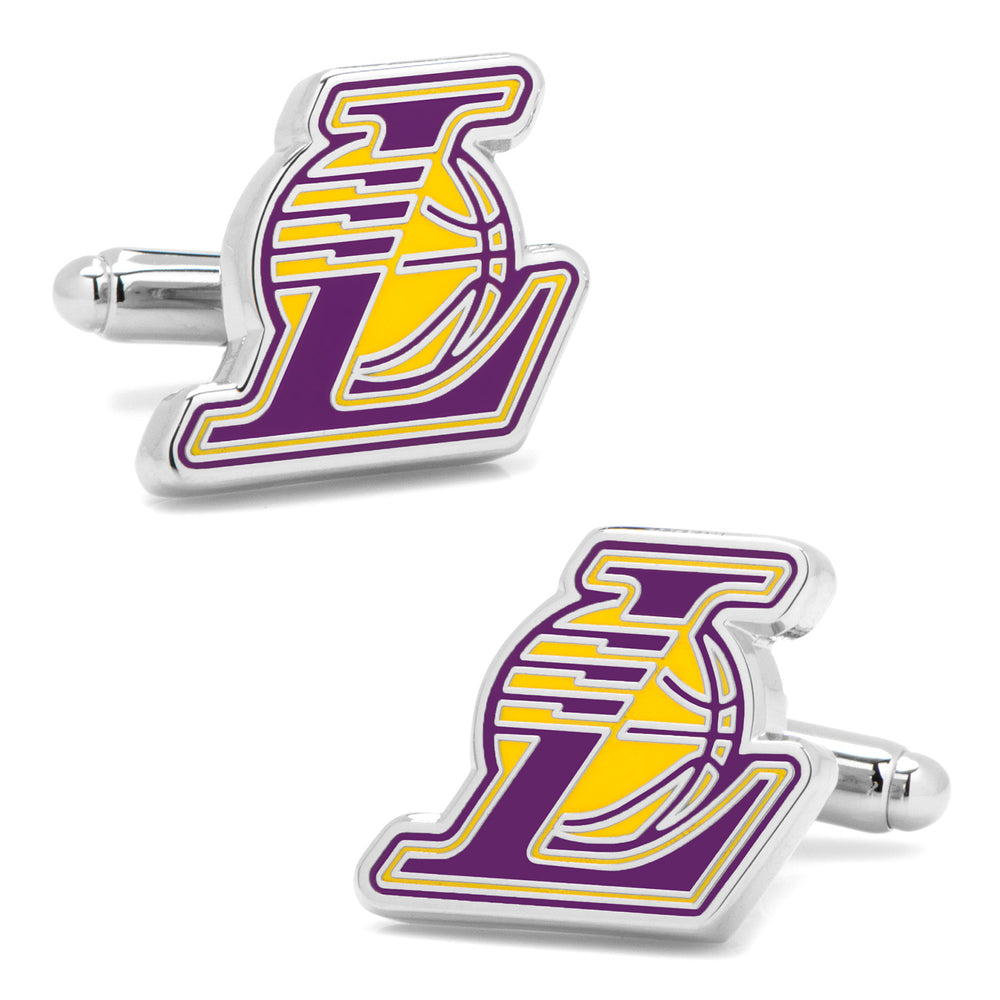 Men’s Cufflinks- Silver Edition LA Lakers with Enamel Accents (Officially Licensed)