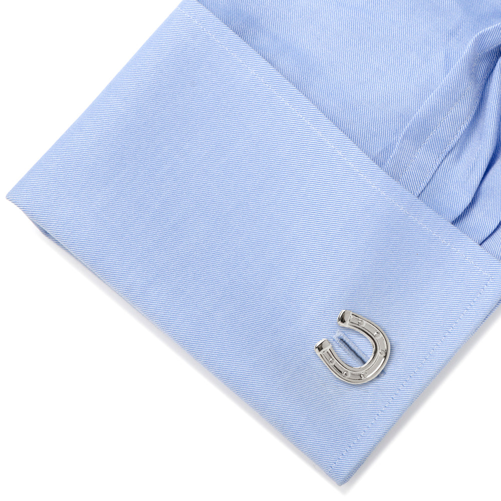 Men’s Cufflinks- Silver Plated Lucky Horseshoes