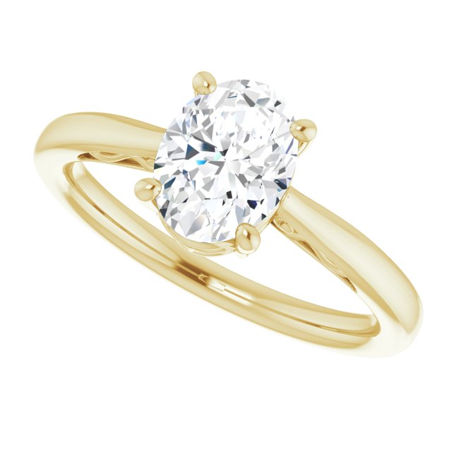 Cubic Zirconia Engagement Ring- The Abbey Ro (Customizable Oval Cut Solitaire with 'Incomplete' Decorations)