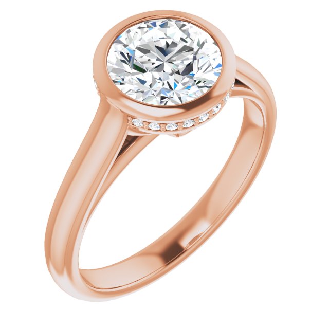 10K Rose Gold Customizable Round Cut Semi-Solitaire with Under-Halo and Peekaboo Cluster