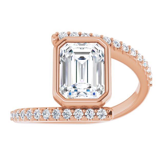 Cubic Zirconia Engagement Ring- The Pocahontas (Customizable Bezel-set Radiant Cut Design with Bypass Pavé Band)