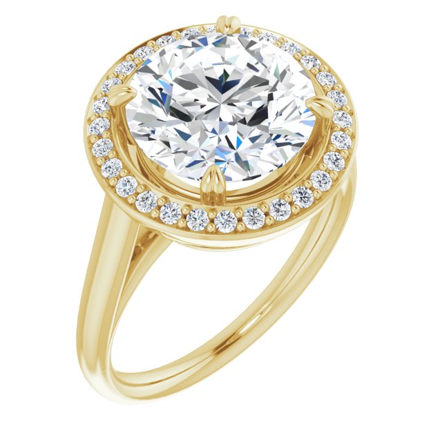 10K Yellow Gold Customizable Round Cut Design with Loose Halo