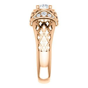 Cubic Zirconia Engagement Ring- The Leilani (Customizable Oval Cut Vintage Crown Setting with Oversized Crosshatch Band)
